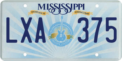 MS license plate LXA375