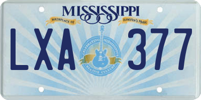 MS license plate LXA377