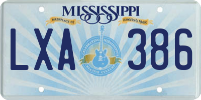 MS license plate LXA386