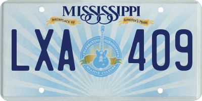 MS license plate LXA409