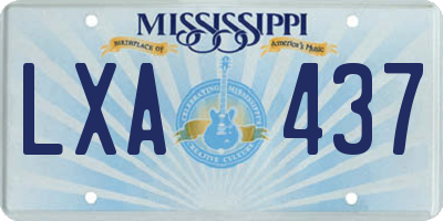 MS license plate LXA437