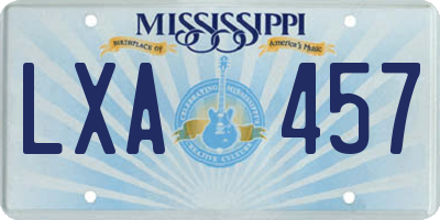 MS license plate LXA457
