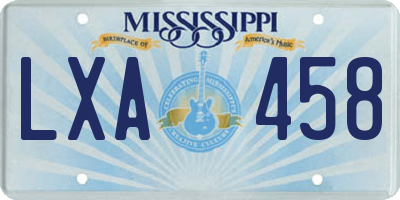 MS license plate LXA458