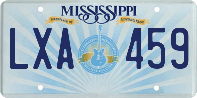 MS license plate LXA459