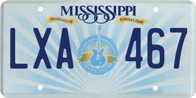 MS license plate LXA467