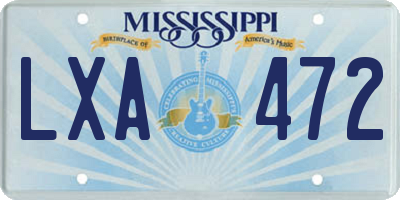 MS license plate LXA472
