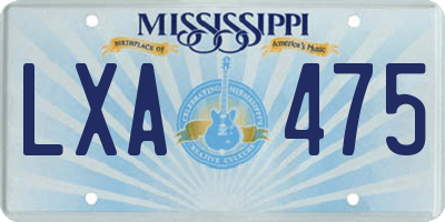MS license plate LXA475