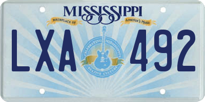 MS license plate LXA492