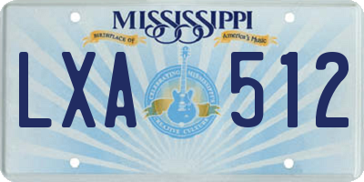 MS license plate LXA512