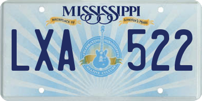 MS license plate LXA522