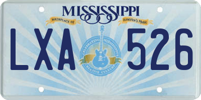 MS license plate LXA526
