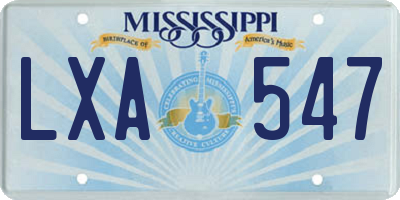 MS license plate LXA547