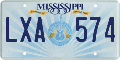 MS license plate LXA574