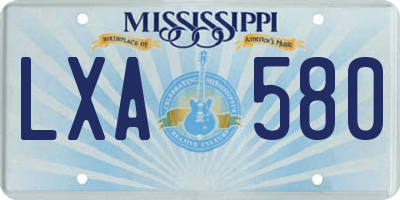 MS license plate LXA580