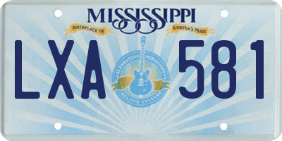 MS license plate LXA581