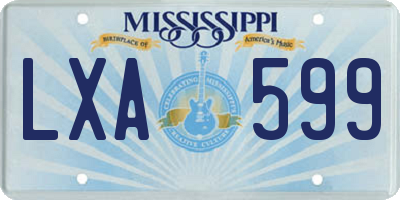 MS license plate LXA599