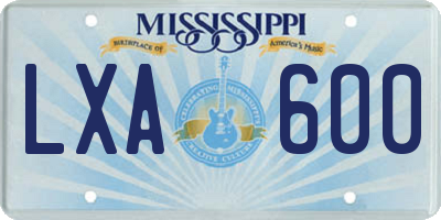 MS license plate LXA600