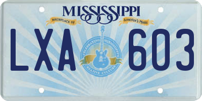 MS license plate LXA603
