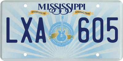 MS license plate LXA605