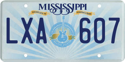 MS license plate LXA607