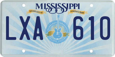 MS license plate LXA610