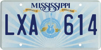 MS license plate LXA614