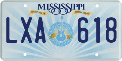MS license plate LXA618
