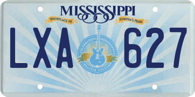 MS license plate LXA627