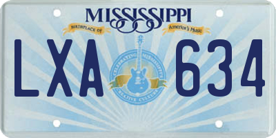 MS license plate LXA634