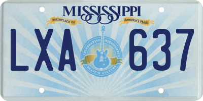 MS license plate LXA637