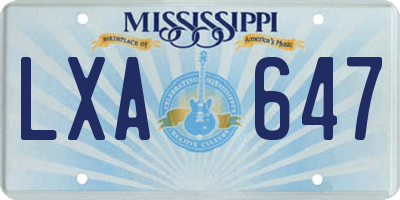 MS license plate LXA647