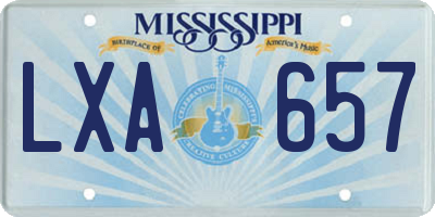 MS license plate LXA657
