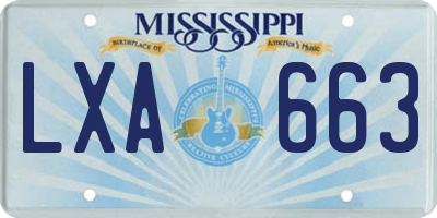MS license plate LXA663