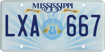 MS license plate LXA667