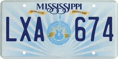 MS license plate LXA674