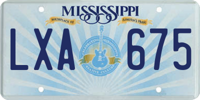 MS license plate LXA675