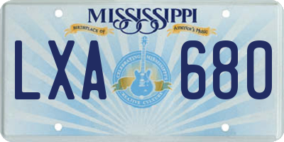 MS license plate LXA680