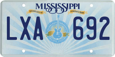 MS license plate LXA692