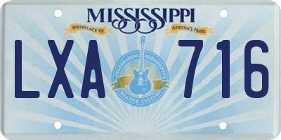 MS license plate LXA716
