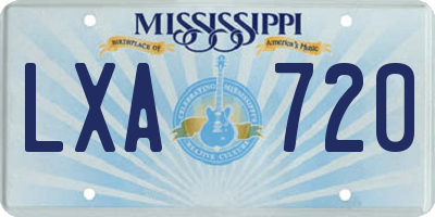 MS license plate LXA720
