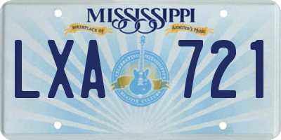 MS license plate LXA721