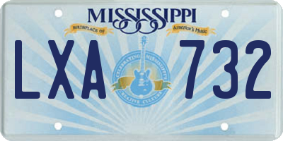 MS license plate LXA732