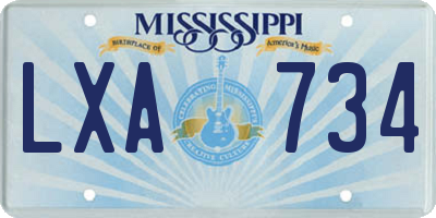 MS license plate LXA734