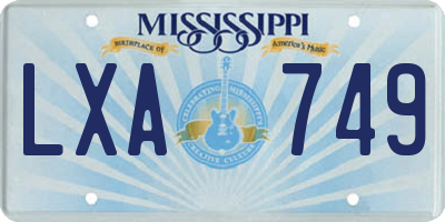 MS license plate LXA749