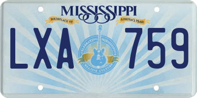 MS license plate LXA759