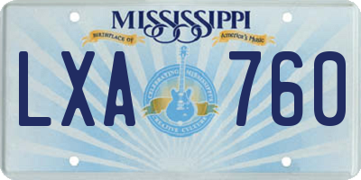 MS license plate LXA760