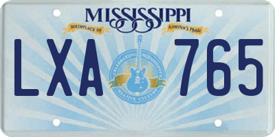 MS license plate LXA765