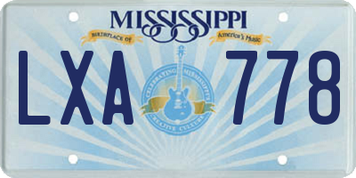 MS license plate LXA778