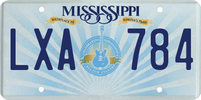 MS license plate LXA784