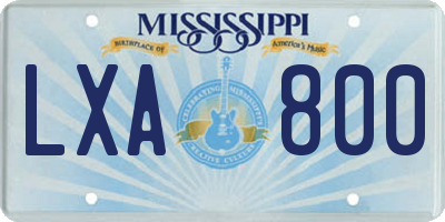 MS license plate LXA800